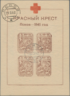 Dt. Besetzung II WK - Russland - Pleskau (Pskow): 1942, 'Rotes Kreuz'-Block Auf Holzhaltigem Papier - Bezetting 1938-45