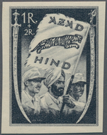Dt. Besetzung II WK - Nationales Indien (Freies Indien): 1943, 1 R. Geschnitten Nur Schwarz Gedruckt - Bezetting 1938-45