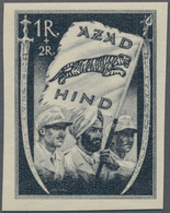 Dt. Besetzung II WK - Nationales Indien (Freies Indien): 1943, 1 R. Geschnitten Nur Schwarz Gedruckt - Occupazione 1938 – 45