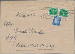Feldpostmarken: 1944, FELDPOSTPÄCKCHEN-ZULASSUNGSMARKE Für Weihnachtspäckchen Bis 1 Kg In Grün, Zwei - Other & Unclassified