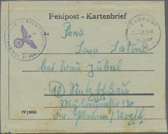 Feldpost 2. Weltkrieg: 1945 (31.3.), FP Faltbrief Eines Frontarbeiters Mit Abs. + Briefstempel 21864 - Otros & Sin Clasificación
