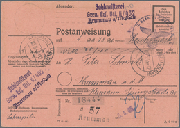 Feldpost 2. Weltkrieg: 1945, Sehr Späte Feldpost-Postanweisung über 4 RM 78 Rpf Von KRUMMAU(MOLDAU), - Otros & Sin Clasificación