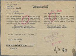 Ghetto-Post: 1944 (21.8.), Zweisprachiges Vordruckformular Des Ältestenrates Der Juden In Prag Für D - Otros & Sin Clasificación
