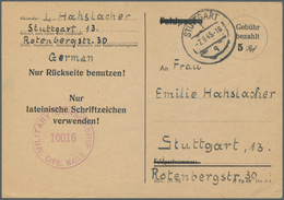 Alliierte Besetzung - Behelfsausgaben: Amerikanische Zone: 1945, RPD Stuttgart, Wertstempel "Gebühr - Other & Unclassified