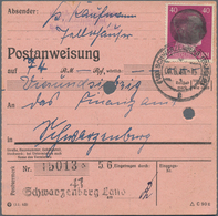 Sowjetische Zone - Sächsische Schwärzungen: SCHWARZENBERG: 1945, 40 Pf Hitler Geschwärzt Auf Postanw - Other & Unclassified
