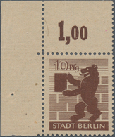 Sowjetische Zone - Berlin Und Brandenburg: 1945, 10 Pf Berliner Bär, Schwarzbraun, Postfrisch Auf Gr - Other & Unclassified