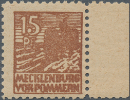 Sowjetische Zone - Mecklenburg-Vorpommern: 1946, Abschiedsserie 15 Pfg. Auf Grauem Z-Papier, Rechtes - Sonstige & Ohne Zuordnung