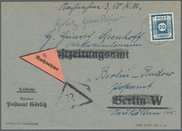 Sowjetische Zone - Ost-Sachsen: 1945, 20 Pfg. Dunkelpreußischblau Als Portogerechte Einzelfrankatur - Other & Unclassified