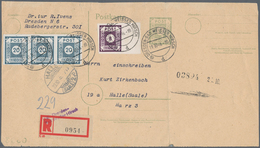 Sowjetische Zone - Ost-Sachsen: 1946, Ganzsachenkarte 6 Pf Olivgrün, Weit überformatig Mit (kopfsteh - Otros & Sin Clasificación