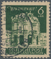 Sowjetische Zone - Ost-Sachsen: 1946 Wiederaufbau Dresdner Zwinger 6+44 Pf. Dunkelgraugrün Mit Misch - Other & Unclassified