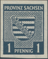 Sowjetische Zone - Provinz Sachsen: 1945, Freimarke Wappen 1 Pf Schwärzlichgrünlichblau Ungezähntes - Andere & Zonder Classificatie