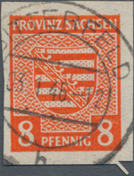 Sowjetische Zone - Provinz Sachsen: 1945, Freimarke Wappen 8 Pf Gelblichrot Ungezähntes Exemplar Mit - Autres & Non Classés