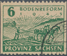 Sowjetische Zone - Provinz Sachsen: 1945, 6 Pf Dunkelgrün "Bodenreform", Nur Waagerechte Zähnung 11½ - Autres & Non Classés