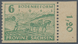 Sowjetische Zone - Provinz Sachsen: 1945, Bodenreform 6 Pf Lebhaftgrün, Mit Postmeistertrennung, Nur - Altri & Non Classificati