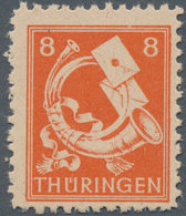Sowjetische Zone - Thüringen: 1945, Freimarke 8 (Pf) Rotorange, Dickes Grauweißes Papier Mit Steil S - Andere & Zonder Classificatie