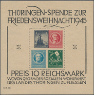 Sowjetische Zone - Thüringen: 1945, Weihnachts-Block Mit Nach Rechts Verschobener 4 Pfg.-Marke, Unge - Other & Unclassified