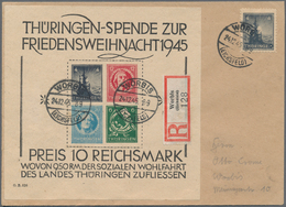 Sowjetische Zone - Thüringen: 1945, Weihnachts-Block Auf Gelblichgrauem Papier, Type II, Sowie 4 Pf - Altri & Non Classificati