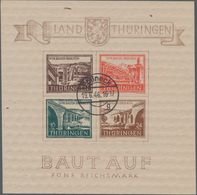 Sowjetische Zone - Thüringen: 1946, Brückenbaublock Mit 12 (Pf) In Dunkelzinnober, Gelblichgraues Pa - Altri & Non Classificati