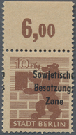 Sowjetische Zone - Allgemeine Ausgaben: 1948, Freimarke 10 Pfg. (orange)braun Vom Bogenoberrand, Pos - Autres & Non Classés