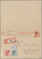 Sowjetische Zone - Ganzsachen: 1948. Doppelkarte 30+30 Pf Arbeiter Bezirkshandstempel-Aufdruck "14 / - Otros & Sin Clasificación