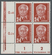 DDR: 1952, "24 Pfg. Pieck II Mit Wasserzeichen Y I", Postfrischer Eckrandviererblock Mit Großen Teil - Other & Unclassified