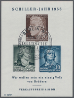 DDR: 1955, Blockausgabe 150. Todestag Schiller, Vier Postfrische Exemplare Mit Plattenfehlern II, IV - Sonstige & Ohne Zuordnung