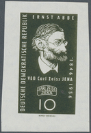 DDR: 1956, Carl-Zeiss-Werke Jena, 10 Pfg. Ernst Abbe Als Ungezähnter Probedruck Auf Gummiertem Papie - Autres & Non Classés