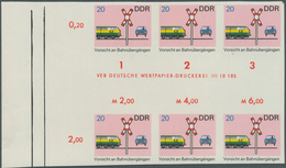 DDR: 1969, Sicherheit Im Straßenverkehr 20 Pf. 'Vorsicht An Bahnübergängen' In 7 Verschiedenen Ungez - Otros & Sin Clasificación