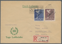 Berlin: 1948, "Schwarzaufdruck" Komplett Auf Sieben Sonderumschlägen "Tag Der Luftbrücke" Mit Entspr - Storia Postale