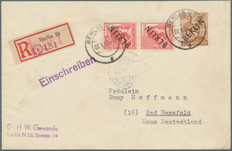Berlin: 24 U.Paar 30 Pf. Schwarzaufdruck Zusammen Auf R-Bf. Ab Berlin N20 Vom 7.1.49 Nach Bad Hersfe - Cartas & Documentos