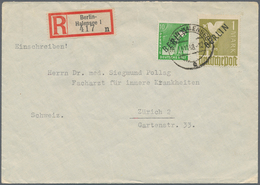 Berlin: 1948, 1 Mark Schwarzaufdruck Zusammen Mit 10 Pfg. Als Portogerechte Frankatur Auf R-Brief Vo - Briefe U. Dokumente