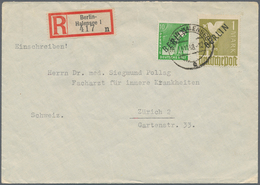 Berlin: 1948, 1 Mark Schwarzaufdruck Zusammen Mit 10 Pfg. Als Portogerechte Frankatur Auf R-Brief Vo - Cartas & Documentos