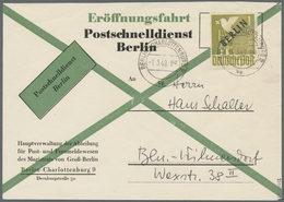 Berlin: 1948, "1 Mk. Schwarzaufdruck" Als EF Auf Amtlichem FDC "Eröffnungsfahrt Postschnelldienst" I - Lettres & Documents