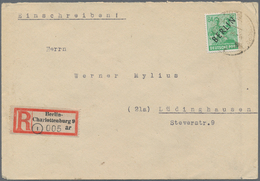 Berlin: 1949, R-Brief Mit 84 Pf Schwarzaufdruck Ab Berlin-Charlottenburg Nach Lüdringhausen Mit Anku - Covers & Documents