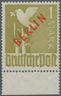 Berlin: 1949, Rotaufdruck 1 Mk. Mit Aufdruckfehler "rechter Anstrich Des N Oben Verdünnt", Postfrisc - Briefe U. Dokumente