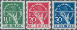Berlin: 1949, Währungsgeschädigten Satz Und Block Je Tadellos Postfrisch, Block Geprüft Schlegel BPP - Covers & Documents