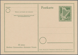 Berlin - Ganzsachen: 1951, Ungebrauchte Ganzsachenpostkarte 10 Pfennig Grün Philharmonie Mit Zudruck - Autres & Non Classés