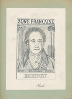 Französische Zone - Allgemeine Ausgabe: 1945, 1 Mark Goethe, Entwerfer-Bleistift-Handzeichnung 11,5: - Otros & Sin Clasificación