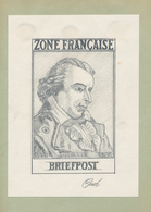 Französische Zone - Allgemeine Ausgabe: 1946, 2 Mark Schiller, Entwerfer-Bleistift-Handzeichnung 11: - Altri & Non Classificati