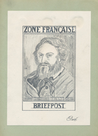 Französische Zone - Allgemeine Ausgabe: 1946, 5 Mark Heine, Entwerfer-Bleistift-Handzeichnung 11:17, - Sonstige & Ohne Zuordnung