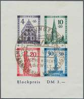 Französische Zone - Baden: 1949, Zwei Blocks: Geschnittener Wiederaufbau-Block Zentrisch Gestempelt - Andere & Zonder Classificatie