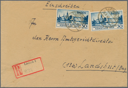 Französische Zone - Baden: 1949, 30 Pfg. Konstanz I, Zwei Werte Als Portogerechte Mehrfachfrankatur - Sonstige & Ohne Zuordnung