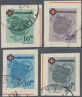 Französische Zone - Württemberg: 1949, Kompl. Serie Der 4 Ungezähnten Blockmarken Aus Dem Rotkreuz-B - Other & Unclassified