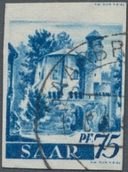 Saarland (1947/56): 1947, "75 Pfg. Saar I Mit Wasserzeichen Y, Ungezähnt", Farbfrischer Wert Mit Obe - Storia Postale