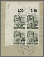 Saarland (1947/56): 1947, "6 Fr. Auf 12 Pfg. Urdruck Ungezähnt", Eckrandviererblock Oben Links Mit Z - Brieven En Documenten