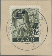 Saarland (1947/56): 1947, Freimarke 2 F Auf 12 Pfg. Mit Kopfstehendem Aufdruck, Zentrisch Klar Entwe - Briefe U. Dokumente