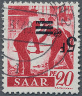 Saarland (1947/56): 1947, Freimarke 5 F Auf 20 Pfg. Mit Kopfstehendem Aufdruck, Zentrisch Klar Entwe - Briefe U. Dokumente