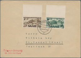 Saarland (1947/56): 1949, Jugendherbergswerk, Beide Werte Mit Anhängendem Zwischensteg-Leerfeld Auf - Covers & Documents