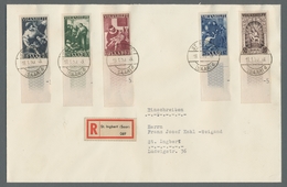 Saarland (1947/56): 1949, "Volkshilfe", Je Mit Leerfeld (davon Dreimal Durchgezähnt) Mit Teil-Druckd - Covers & Documents