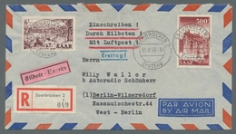 Saarland (1947/56): 1953, "6 Und 500 Fr. Saar V" Auf Flug-Eil-R-Brief Mit Ersttagsstempel SAARBRÜCKE - Covers & Documents